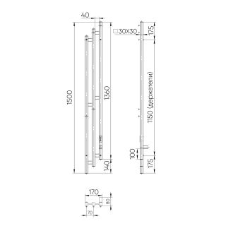 Полотенцесушитель электрический Indigo Sky PRO LSKPRE150-17GFMRt 150x17 см графит металлик